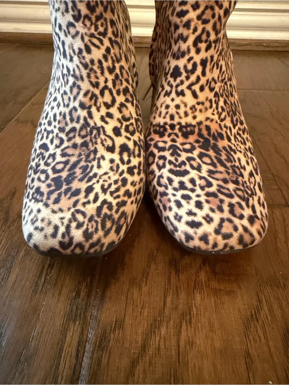 Sugar Element Leopard Print Block Heel Side Zip Ankle Boots Size 6.5